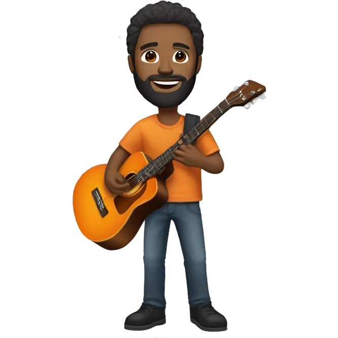Man with short straight dark brown hair and beard orange ibenez guitar emoji