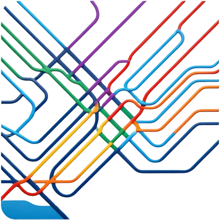 stylized subway lines map on card. emoji