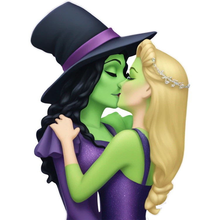 Elphaba and Glinda kissing emoji