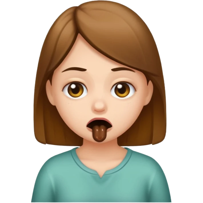 a girl taking a really bad smelly poop emoji