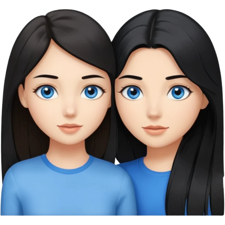 balayage black haired girls with blue eyes interacting with eachother emoji