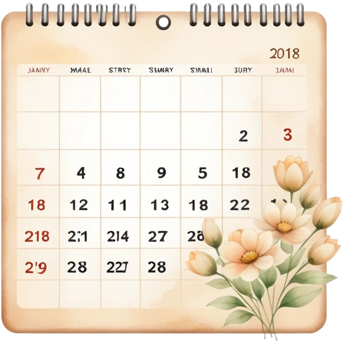 Calendar and flowers beige emoji