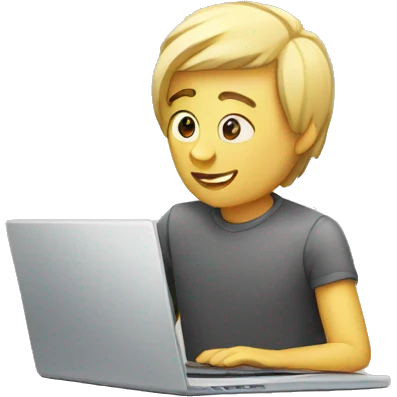Human with laptop showinng laptop screen emoji