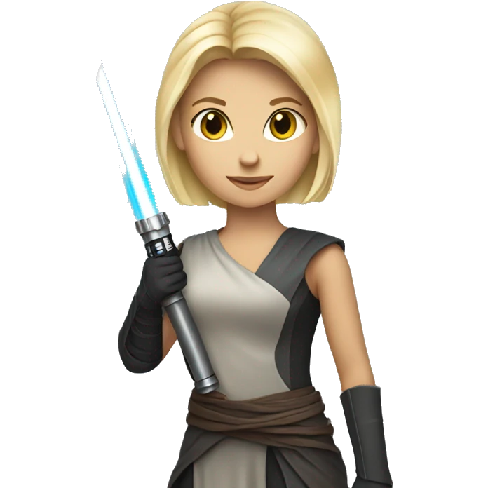 Blonde girl with lightsaber emoji