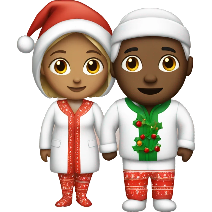 white couple in Christmas pajamas  emoji