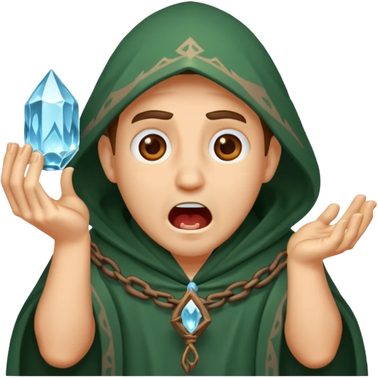 druid character gasping holding cracked crystal emoji