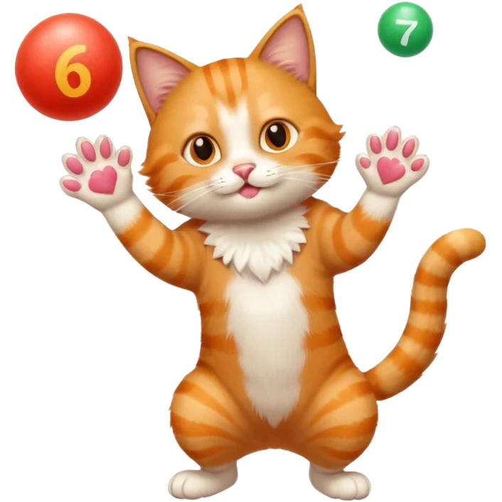Cat juggling the numbers 6 and 7 emoji