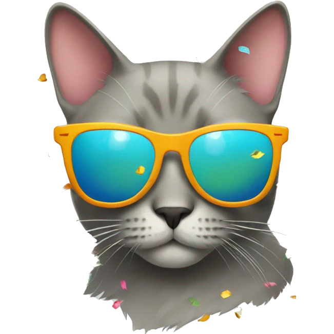 cat with sunglasse and confetti emoji