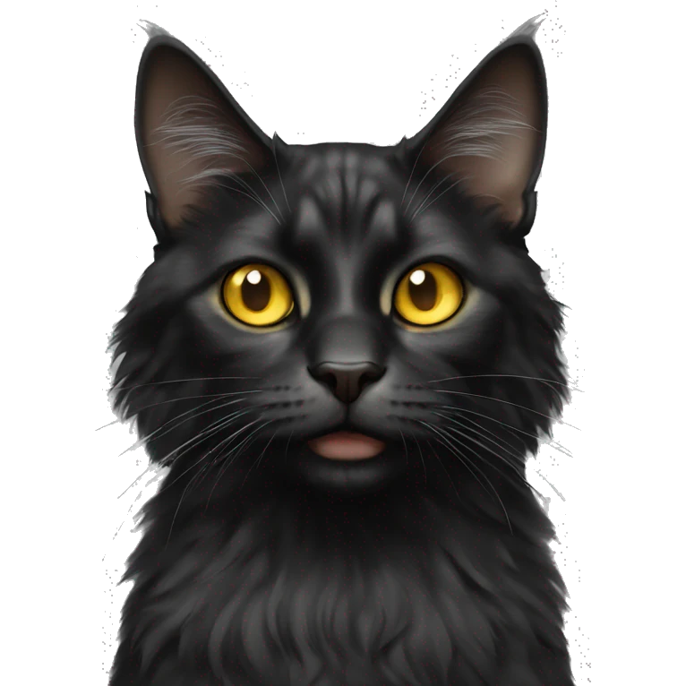 Black maincoon cat yellow eyes  emoji