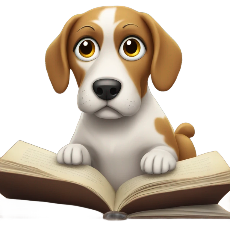 Dog reading book emoji