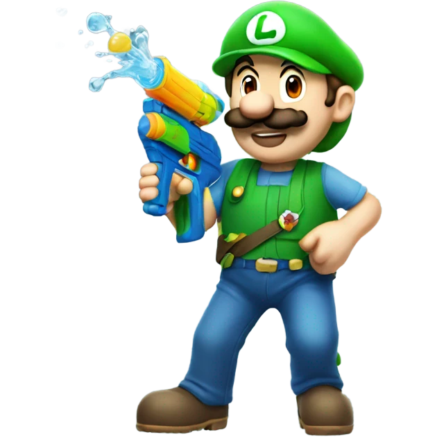 Luigi with a water gun emoji