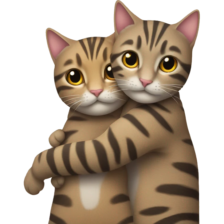 Two Tabby cat hug emoji