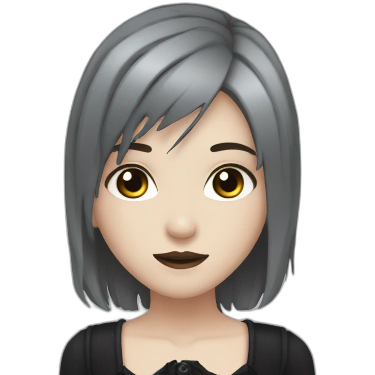 goth,girl,ash color hair,adorable,thin face,reddish eyes,gay,lesbian,suck action emoji