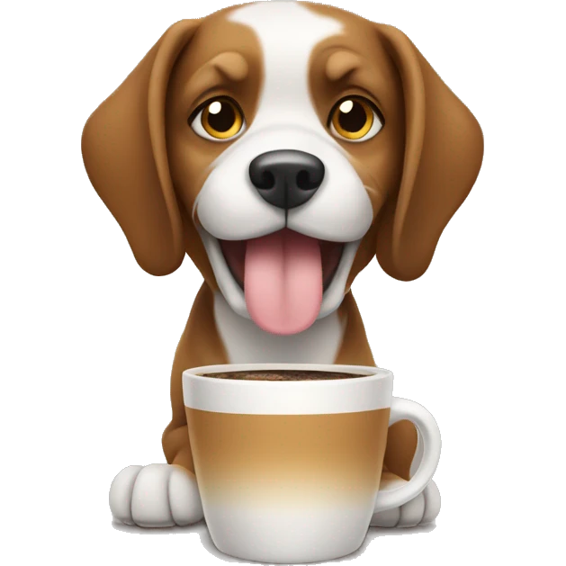 Dog holding coffee emoji