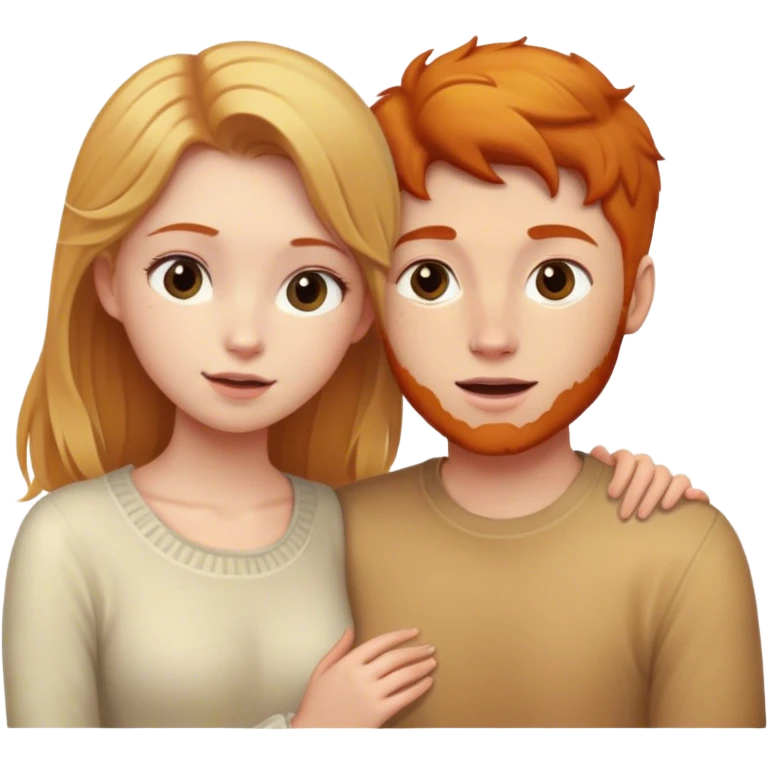 blonde straight hair girl and ginger curly hair boy in love  emoji