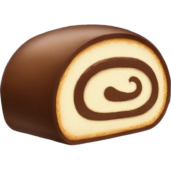 dessert thin very long round roll with dark brown cream inside emoji
