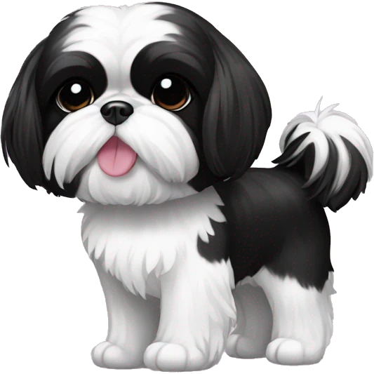 Black and white shih tzu with bow emoji