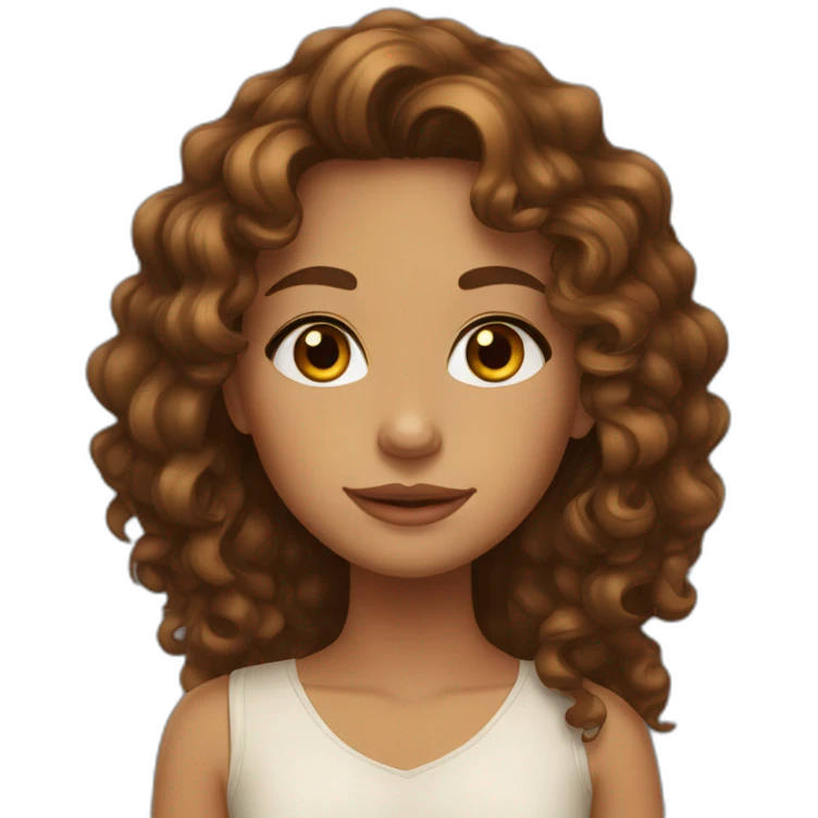 girl with long curly brown hair, earrings, brown eyes, tan skin, freckles emoji