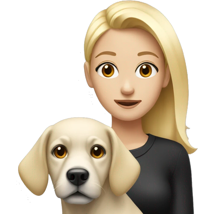 Blond woman near a white and black dog  emoji