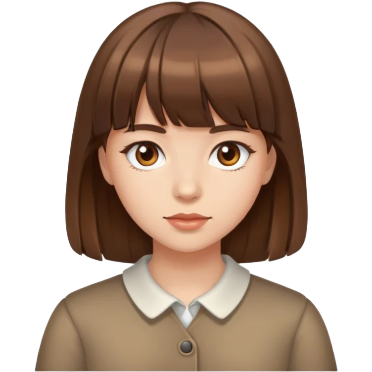 Mädchen mit braunen haare aber Pony braune Augen emoji