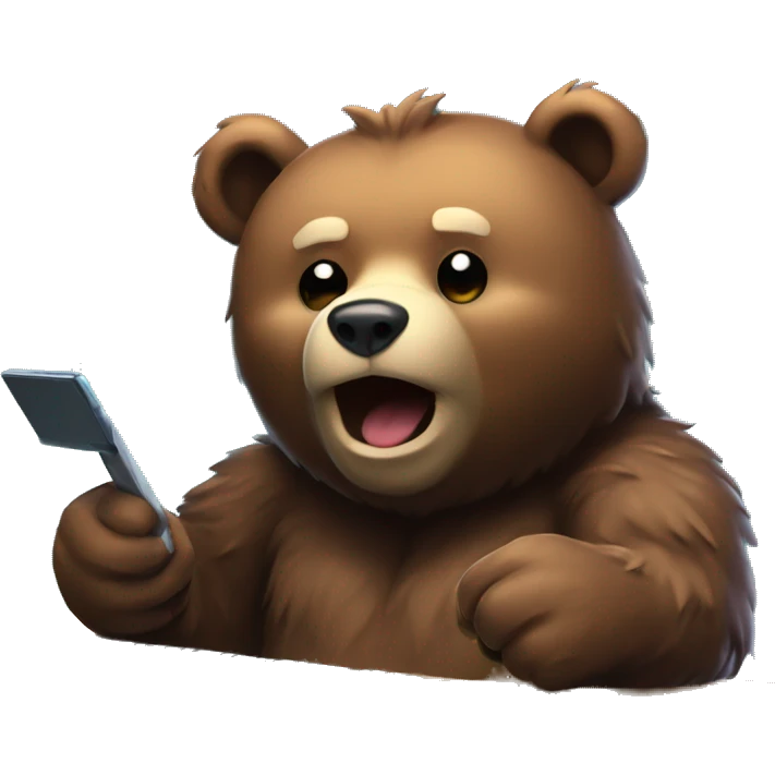 Bear playing at rgb gaming pc emoji