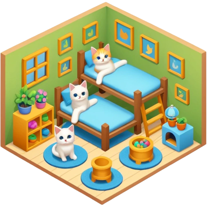 cat room interior isometric emoji
