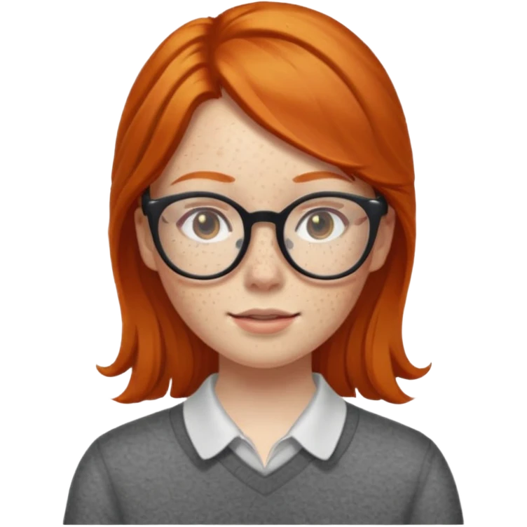make a ginger girl with freckles and glasess emoji