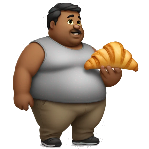 fat man with croissant in hand emoji