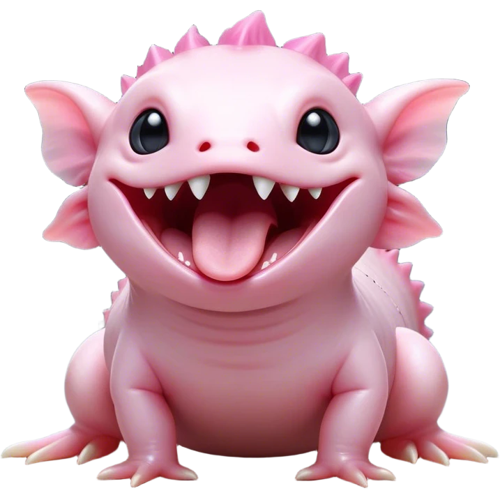Cinematic Cute Yawning Axolotl Portrait Emoji, Head tilted slightly with a dramatic, wide-open yawn, showcasing smooth, pale pink skin with softly drooping feathery gills, eyes barely open in drowsy contentment, Simplified yet irresistibly adorable features, highly detailed, glowing with a soft, cozy glow, high shine, relaxed yet expressive, stylized with a touch of whimsy, bright and endearing, soft glowing outline, capturing the essence of a sleepy yet affectionate aquatic creature, so drowsy it feels like it could stretch out of the screen and curl up for a nap! emoji