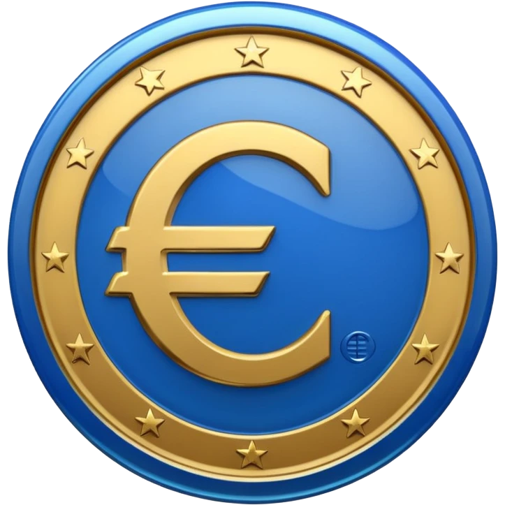 Transparent blue euro coin emoji