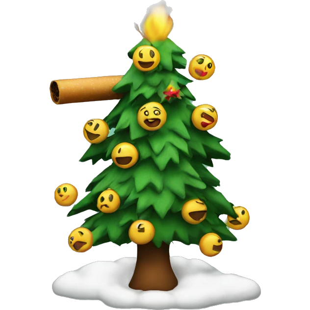 Smoking by the Christmas tree emoji