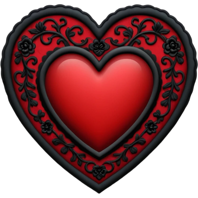 goth themed heart with a black lace cameo emoji