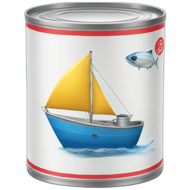 tin can of tuna with a sail boat emoji