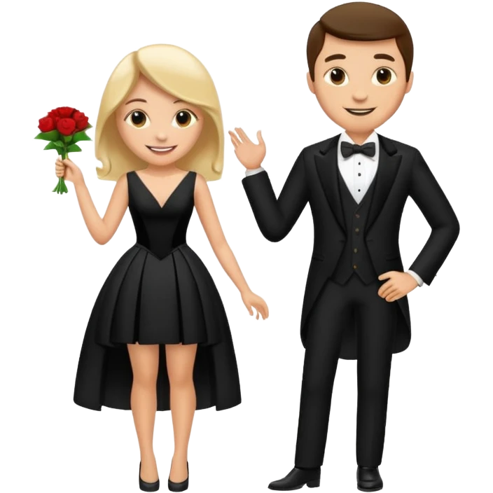 smiling couple in formal attire, remove thing on tux emoji
