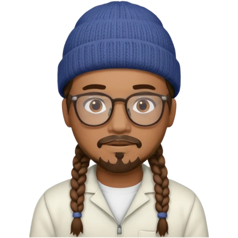 man with braids glasses beanie and goatee white clothes emoji