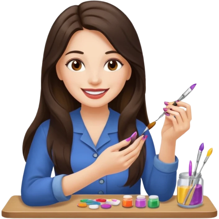 brunette nail artist long haired emoji