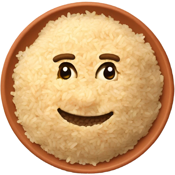salted pure fried rice on a terra cotta plate emoji