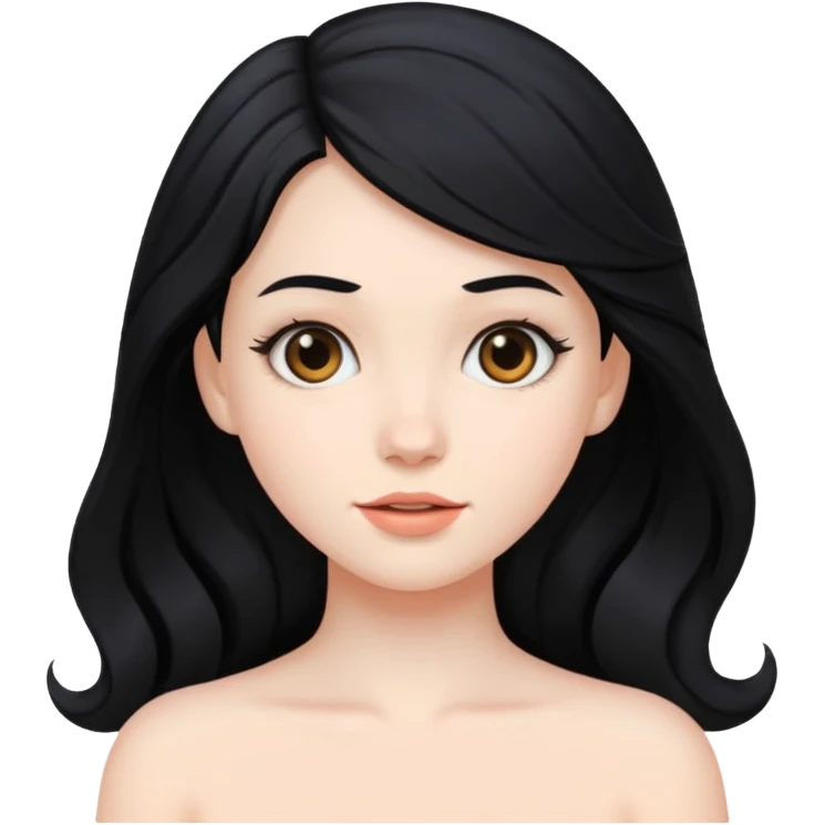 Pale Girl with wave black hair emoji