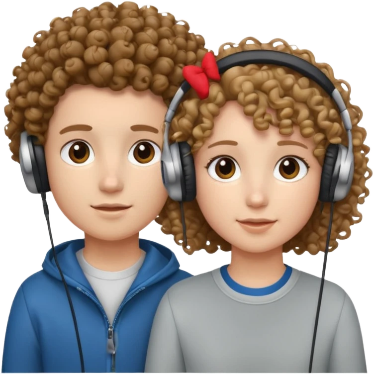 curly haired with headphones in girl and boy emoji