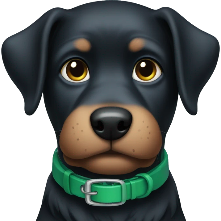 Black dog Blue green collar  emoji