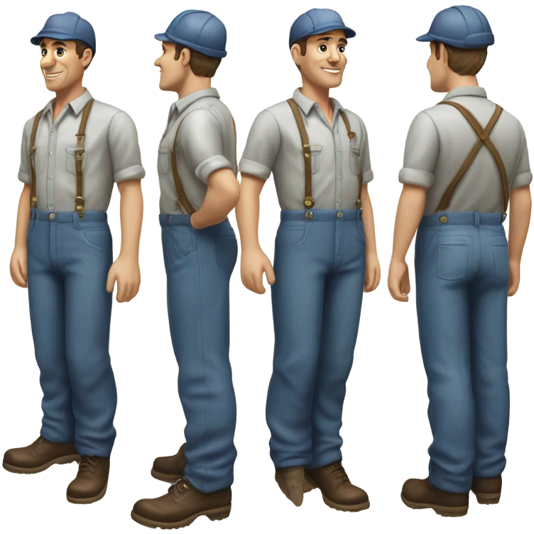photorealistic blue collar worker 1950s emoji
