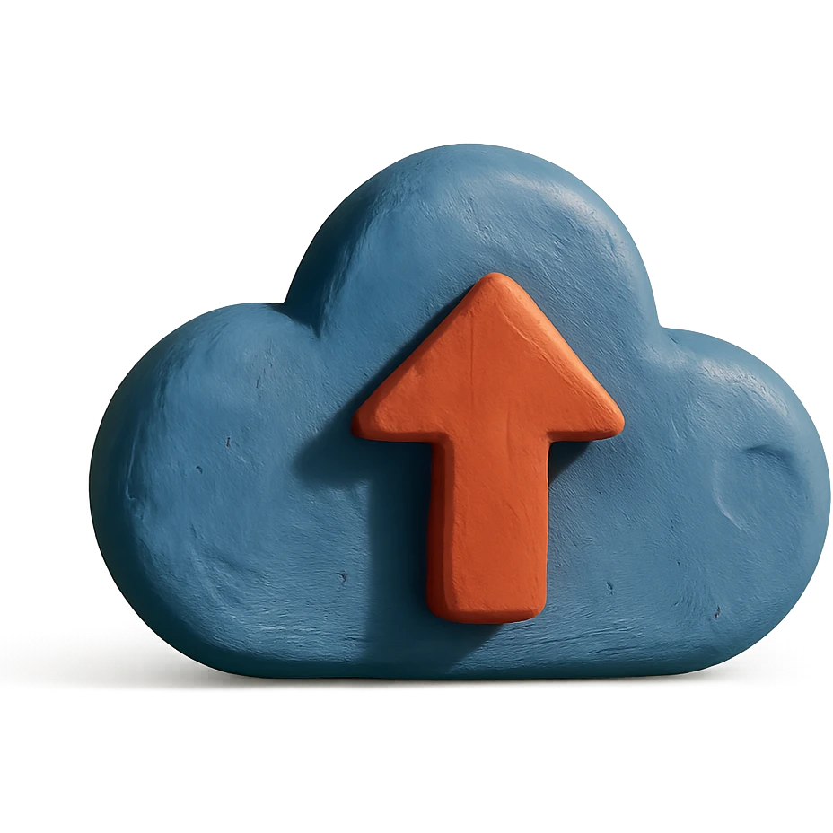cloud storage icon in claymation style, soft, molded, handmade feel emoji
