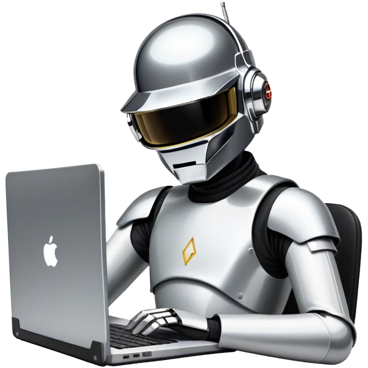 Daft punk writing code on a laptop emoji