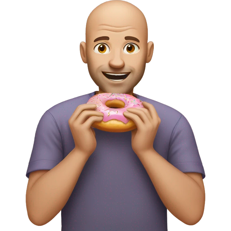 Bald guy eating donut emoji
