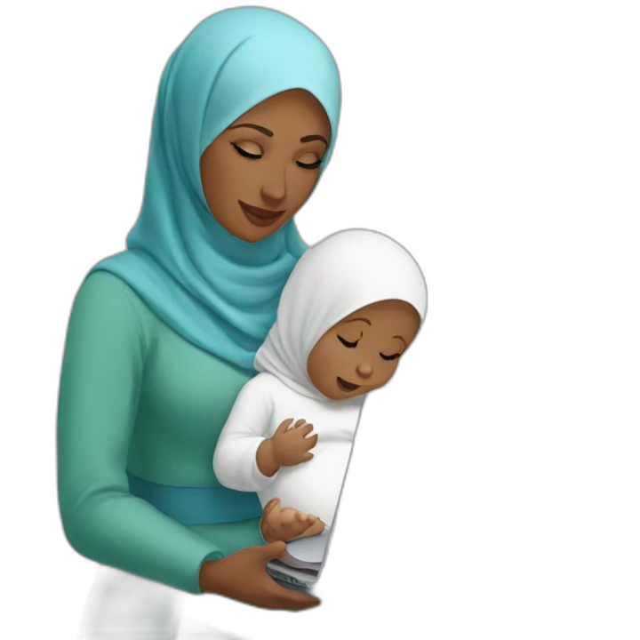 white-hijabi-woman-with-a-baby-boy-in-front-of-a-laptop emoji