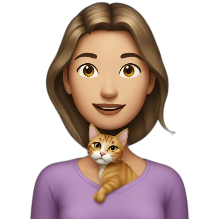 woman with alive cat on her neck emoji