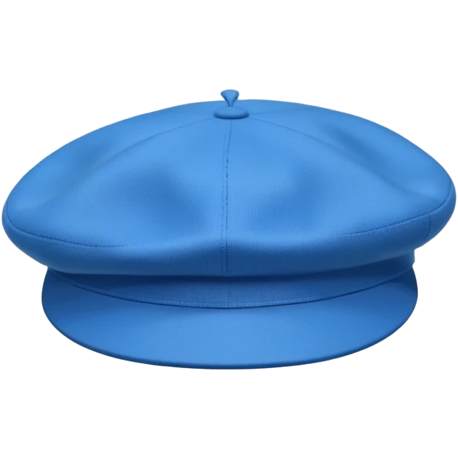 A standalone beret, classic wool design bright blue color, floating on a plain background — no head, no face, just the beretblue beret without human head emoji