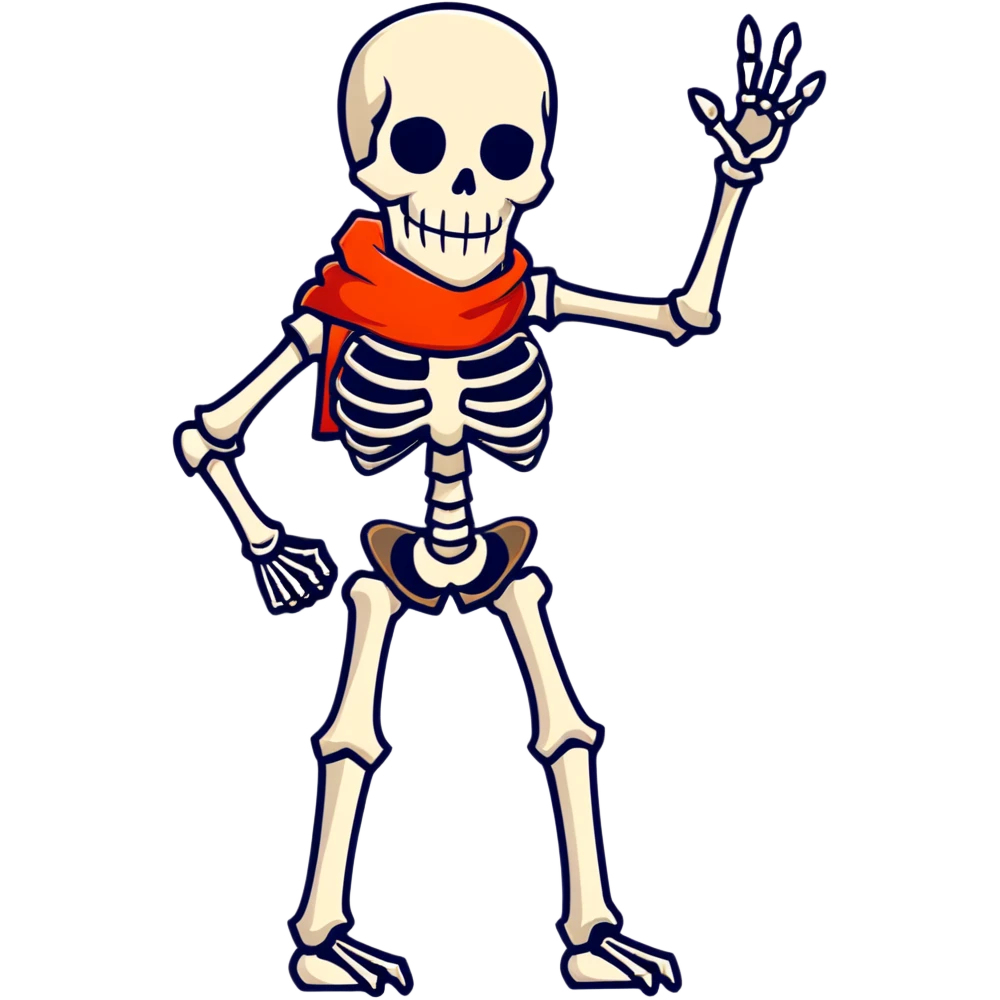 Papyrus from Undertale, tall skeleton with a red scarf, white body armor, orange-red gloves, enthusiastic pose emoji