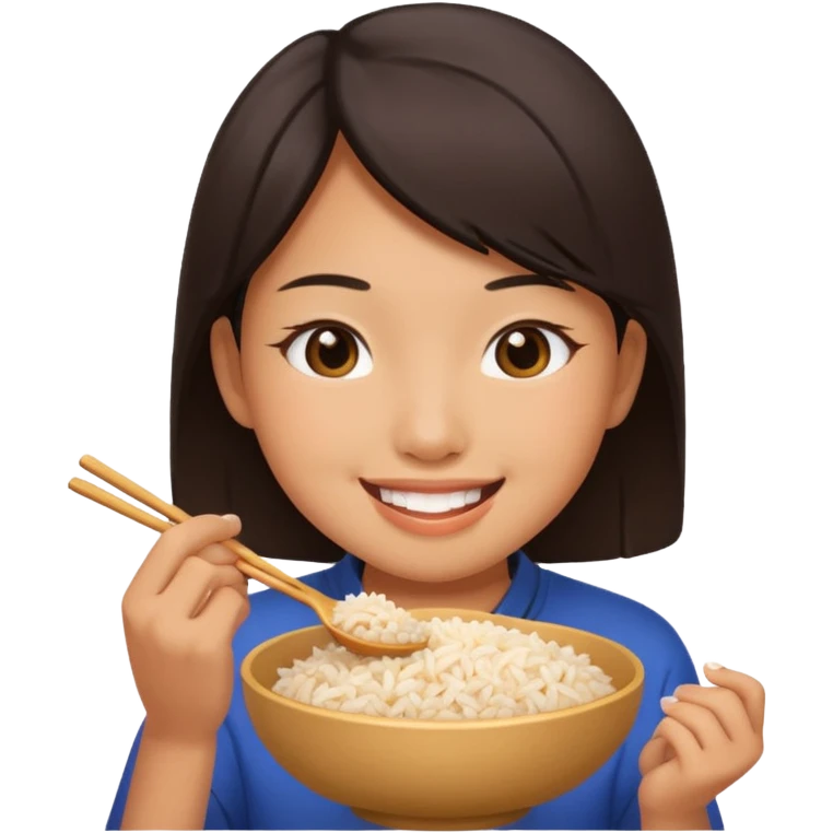 Asian eating rice emoji