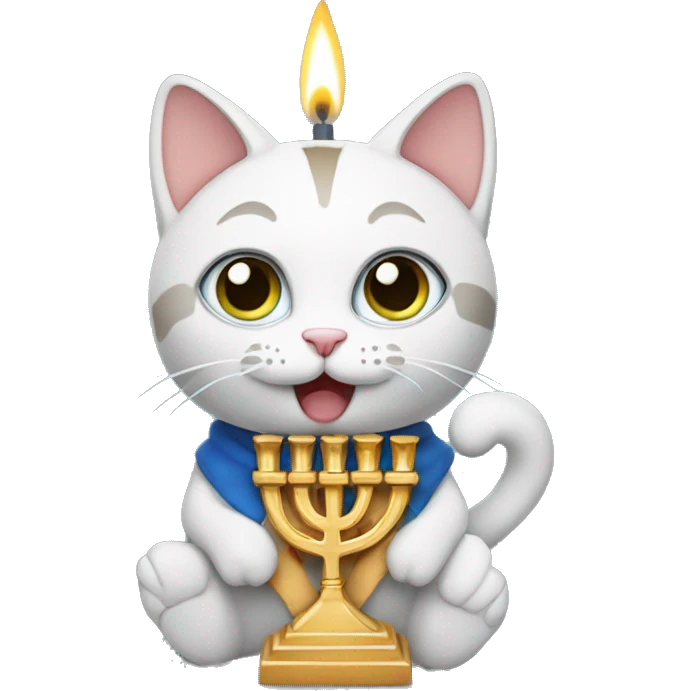 Cat holding a menorah  emoji